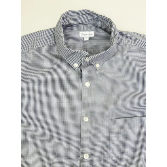 Steven Alan Size Large Mens Blue Whte Check Mens Button Down Shirt USA Made - Picture 1 of 10